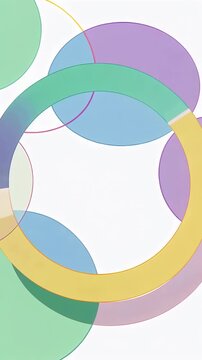 Colorful Abstract Circular Rings Overlapping Shapes Video.
