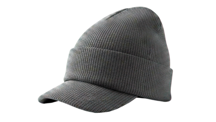 Black ribbed beanie with brim