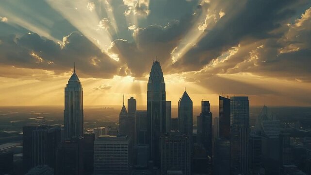Sun Rays Breaking Through Clouds After Atlanta Storm

