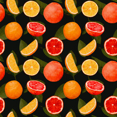 Juicy Watercolor Depiction Of Citrus Fruits Spread Across Table With Vivid Colors And Texture