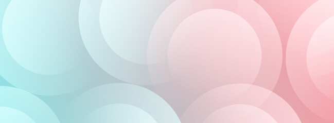 Soft pastel circles banner background with gradient shades of blue and pink