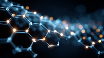 Hexagonal Nanostructure: A captivating visual of a complex hexagonal nanostructure, radiating with illuminated connection points.