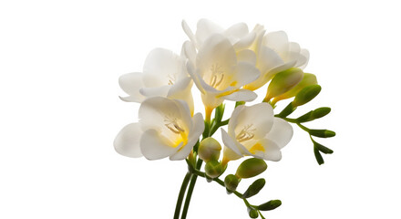 Fototapeta premium White freesia flowers isolated on transparent background