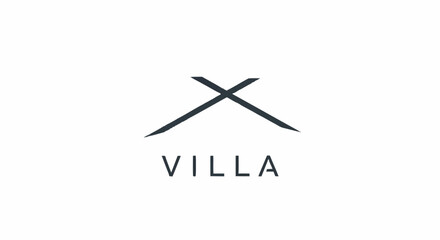 Simple black villa logo design on white background.