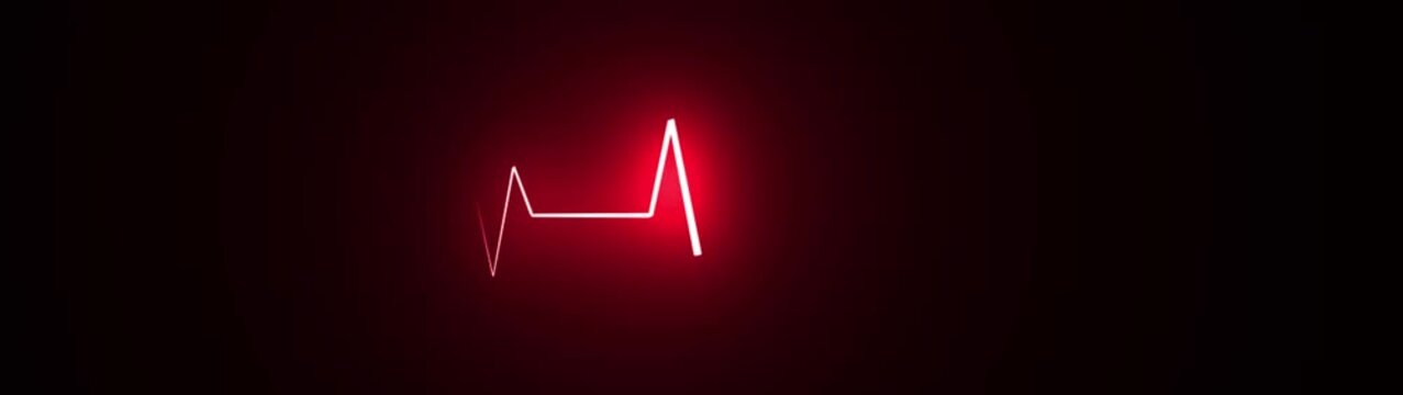 Digital teal neon ECG heartbeat line medical technology background