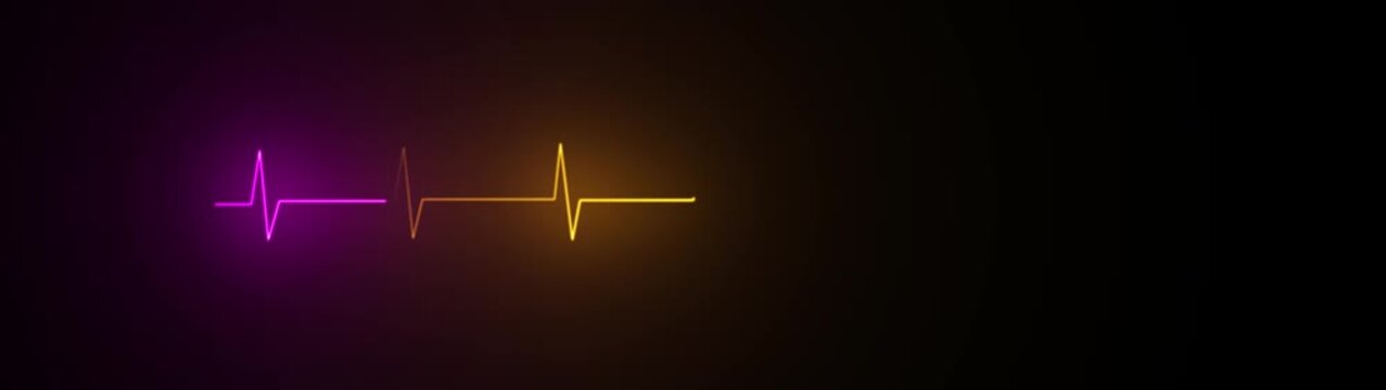 Medical heart beat pulse graph neon ECG animation on dark background