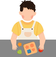 Child playing with a shape sorter toy. Early learning, cognitive development, and preschool education concept.
