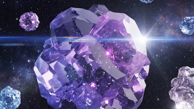 Cosmic amethyst crystals in space
