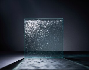 Blank Solid Cast Glass Block Mockup with Internal Bubbles and Refractions