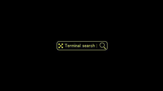 Yellow Terminal Search Bar with Stars and Cursor on Black Background command line input field
