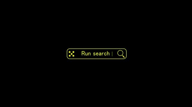 Yellow Run Search Bar with Stars and Cursor on Black Background terminal command line
