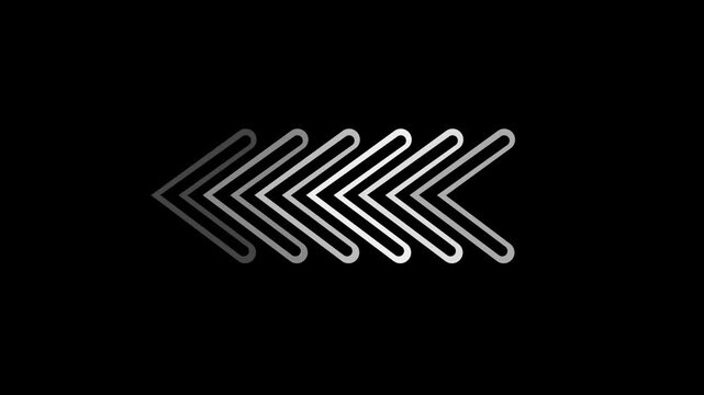 Four silver arrows pointing left in a gradient sequence on a black background image photo