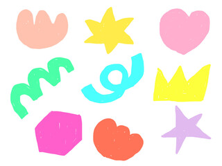 手描きあしらいセット　幾何学模様　カラフル　パターン