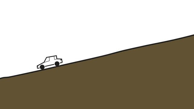 Cars fall from the sky and continue driving down the slope.