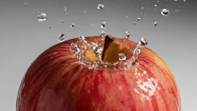 Water Crown Bursting from a Red Apple Core in a Refreshing Splash Video