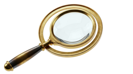 Antique Magnifying Glass with Gold Frame and Dark Handle