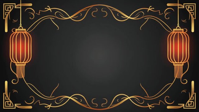 Elegant lanterns frame with decorative gold border video.