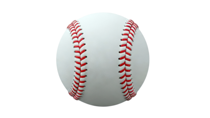 Close-up of a new baseball with red stitching
