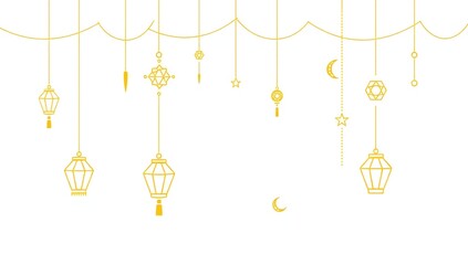 Golden hanging ornaments