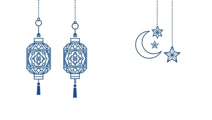 Decorative lanterns and celestial motifs