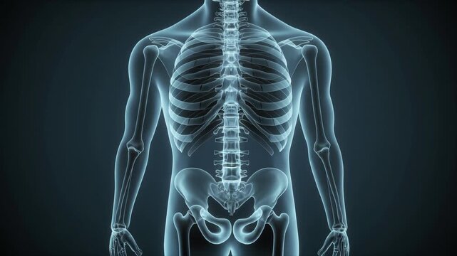 Detailed Spine Anatomy Shown in X Ray Style Video.
