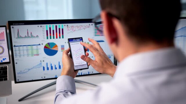 Man Analyzing Financial Data On Computer