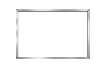 Obraz premium Silver metal frame on transparent background featuring glossy chrome texture, modern minimalist decor design element