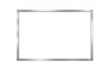 Silver metal frame on transparent background featuring glossy chrome texture, modern minimalist decor design element