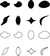 Illustration of collection of various black shapes