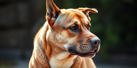 Obraz premium A powerful, short-haired dog with an alert expression, showcasing its muscular build and loyal gaze in natural light, dog, active