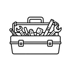 Toolbox Illustration Vector Coloring Page &ndash; Repair Tools Line Art for Kids & Adults