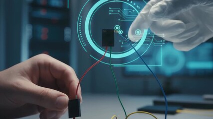 Ai developer programming coding technology hologram circuit board teamwork research innovation futuristic control interface laboratory experiment - Powered by Adobe