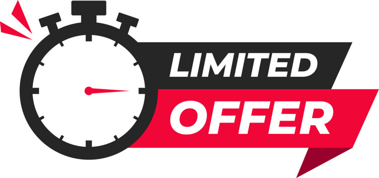 Limited time offer with stopwatch countdown icon. Vector illustration isolated on transparent background