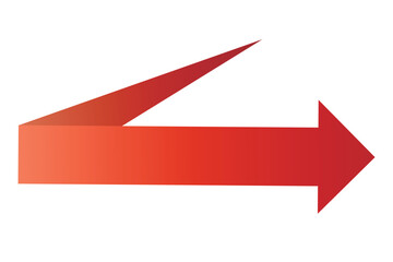 真横に跳ね返る赤いグラデーションの矢印