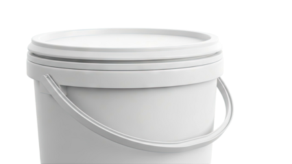 Plain White Plastic Bucket with Handle and Lid