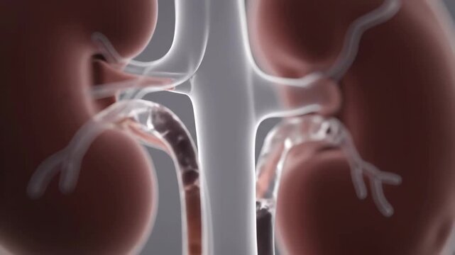 Visualizing the intricate process of blood circulation within the human renal system and kidney function