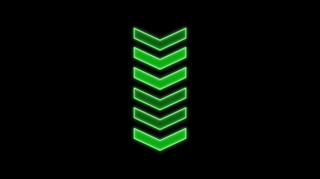 Futuristic Neon Green Glowing Directional Arrow HUD Indicator