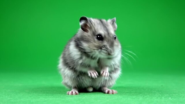 Compilation of adorable animated hamster clips showcasing various poses and expressions against a vibrant green background