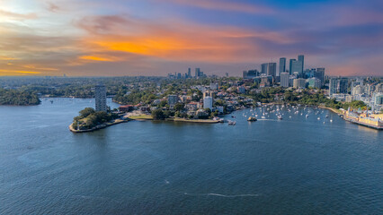 Fototapeta premium 21 January 2026 Aerial Drone View of Sydney Harbour Circular Quay on a nice Summer day beautiful Sky in Sydney NSW Australia