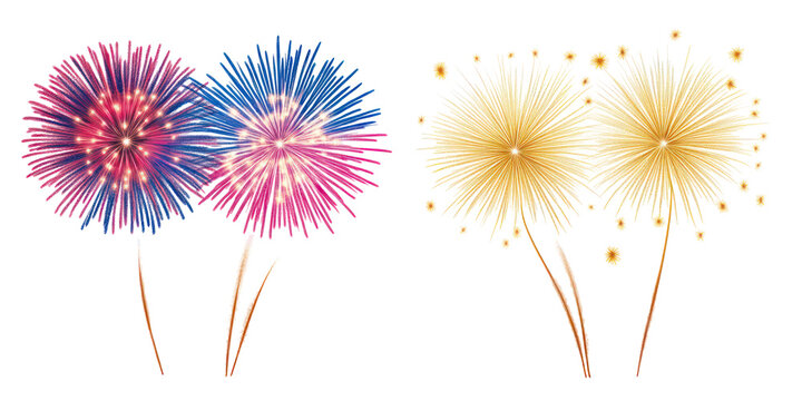 Colorful fireworks burst, celebration, festive background, isolated on transparent background - Powered by Adobe