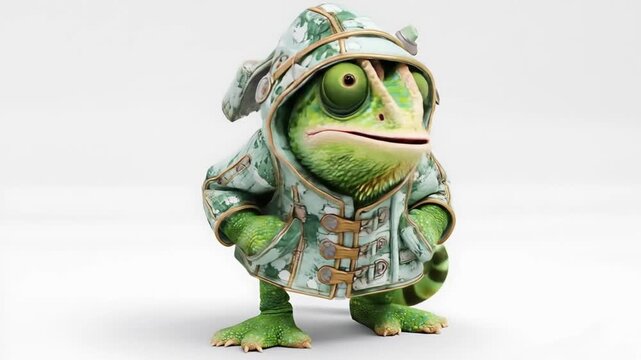 3d model of chameleon cartoon character