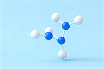 Molecular structure model on blue background