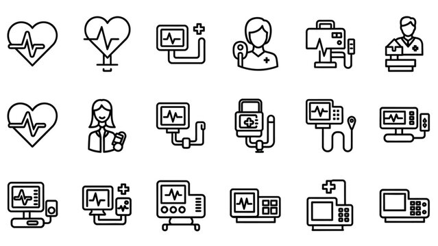 Medical Icons Representing Healthcare Technology.