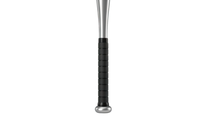 Close-up of a baseball bat handle with textured grip