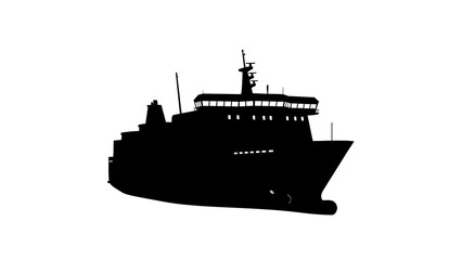 Obraz premium A large cargo vessel or ferry vehicle transporting goods or people across the ocean from a distant viewpoint