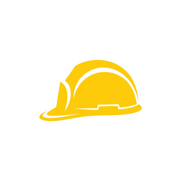 Yellow hard hat icon on white background.