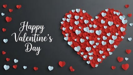 Happy Valentine's Day card with heart made of paper hearts