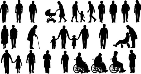 cPeople silhouettes in elevation side view | Architecture people | silhouettes of people | 2D people | Section Elevation View | Architectural drawing people | characters See Less