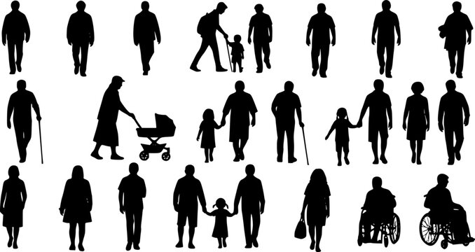 cPeople silhouettes in elevation side view | Architecture people | silhouettes of people | 2D people | Section Elevation View | Architectural drawing people | characters See Less