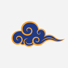 Auspicious Ruyi Cloud Vector Element in Blue and Gold